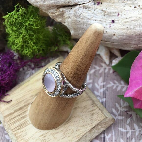 Designer Inspired Pink Frost Cz Solid Sterling Silver Ring Ring - Picture 3 of 7